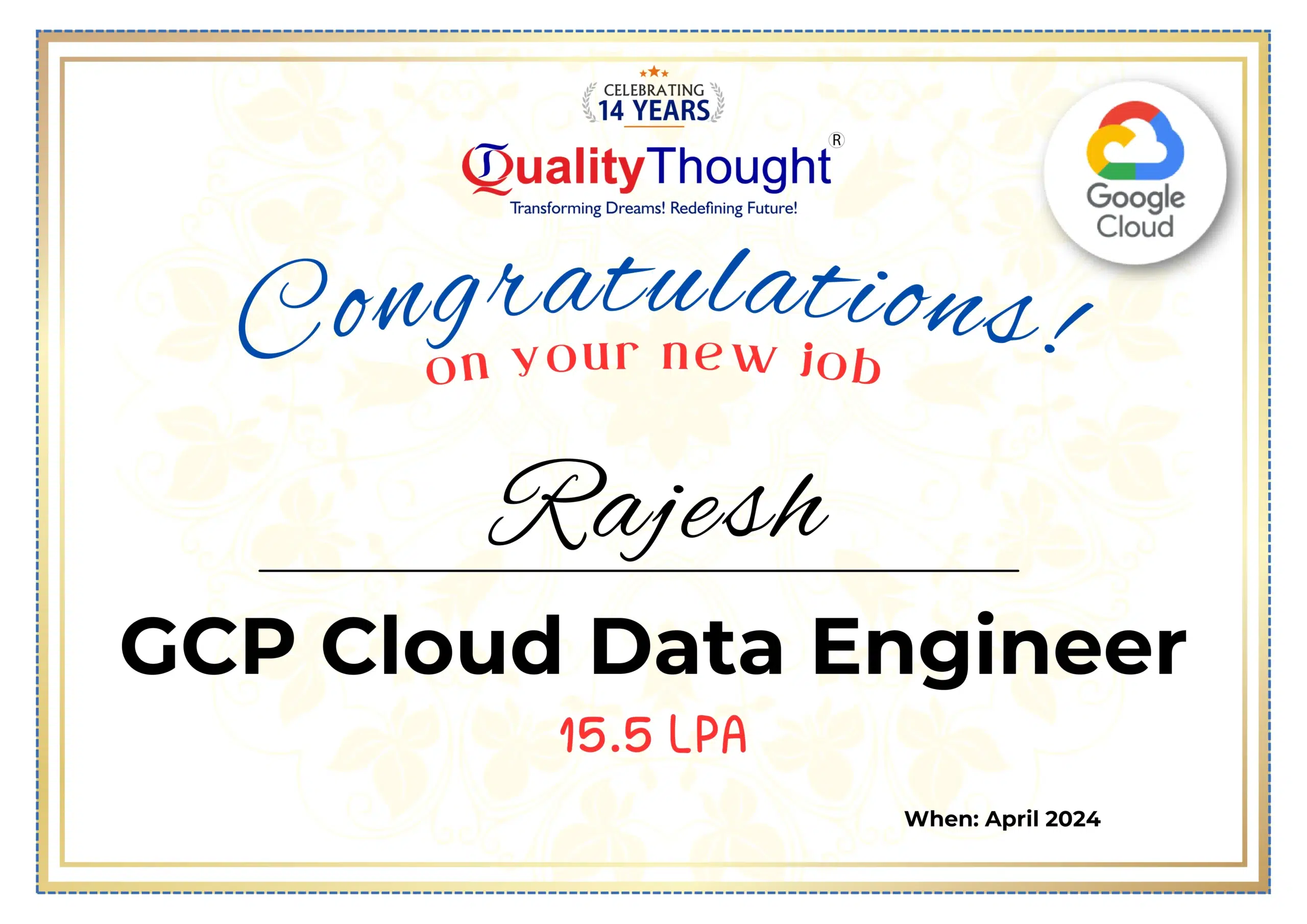 GCP Google Data Engineer Training Certificate