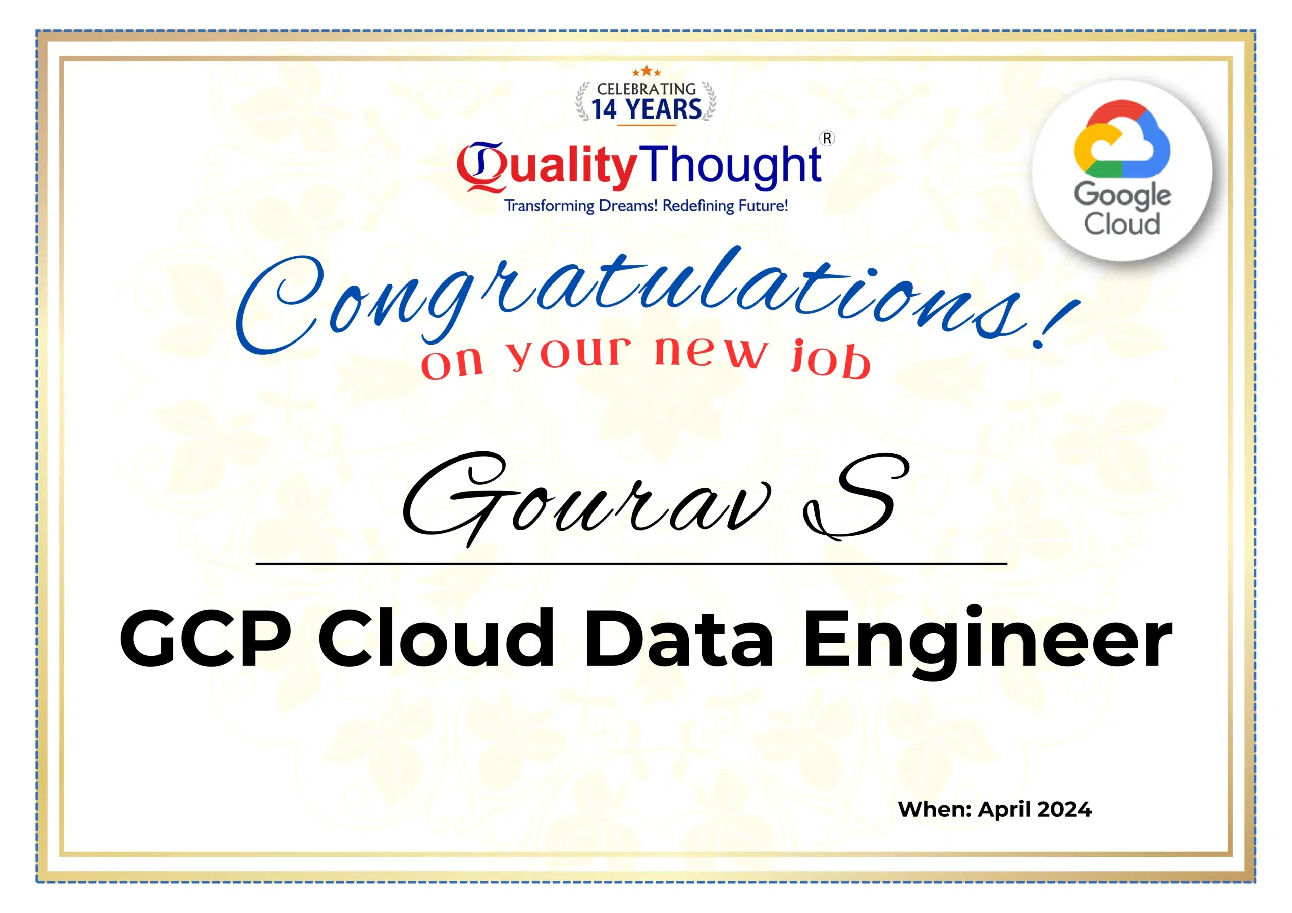 GCP Google Data Engineer Training Certificate