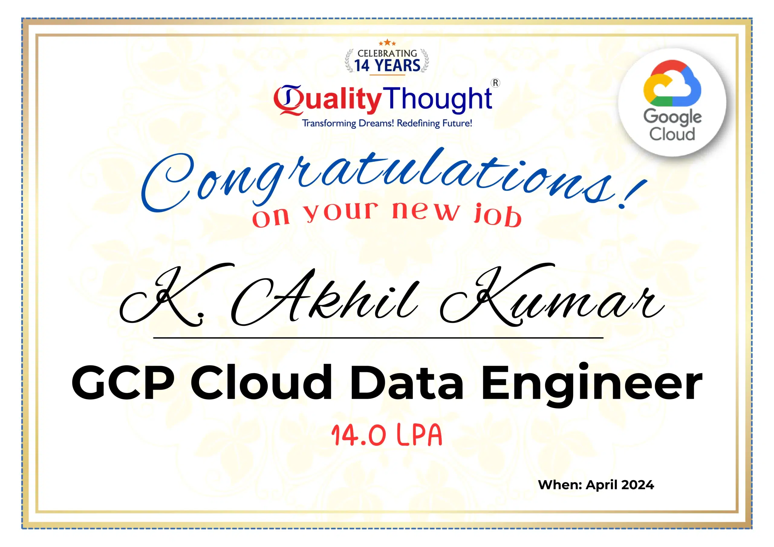 GCP Google Data Engineer Training Certificate