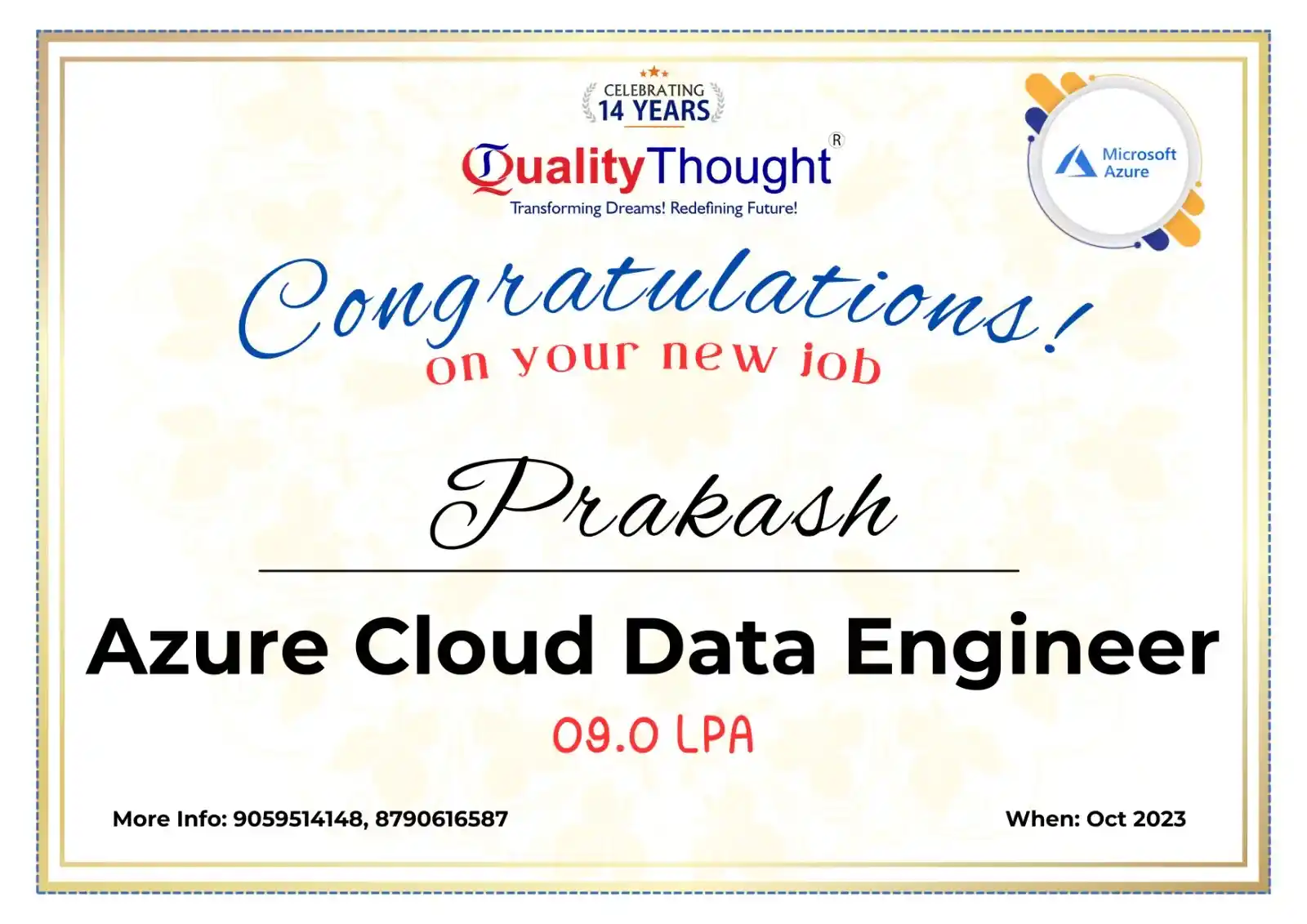 Azure cloud data engineer